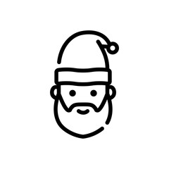 Christmas Xmas Santa Claus Vector icon in Outline Style. Santa Claus, also known as Father Christmas is a legendary character originating in Western Christian culture. Vector illustration icons