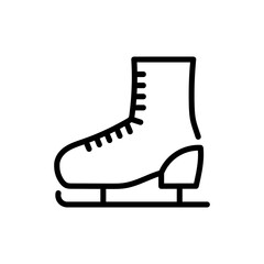 Christmas Xmas Ice Skating Vector icon in Outline Style. Metal-bladed ice skates are used to glide on the ice surface or a sheet of ice. Vector illustration icons can be used for apps, website, logo