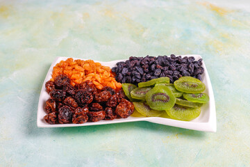 Dried organic fruits assortment.
