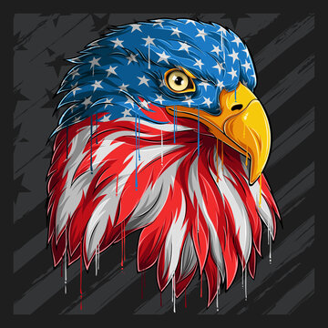 Eagle Head With American Flag Pattern Independence Day Veterans Day 4th Of July And Memorial Day