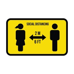 Social distancing icon symbol vector keep safe distance sign in a glyph pictogram illustration