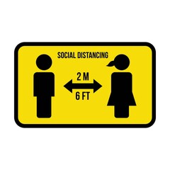 Social distancing icon symbol vector keep safe distance sign in a glyph pictogram illustration
