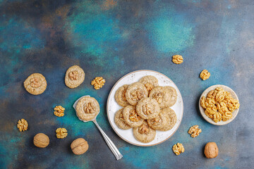 Homemade delicious walnut cookies.