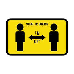 Social distancing icon symbol vector keep safe distance sign in a glyph pictogram illustration