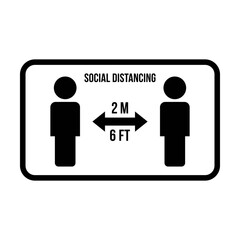 Social distancing icon symbol vector keep safe distance sign in a glyph pictogram illustration
