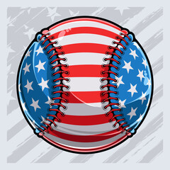 Baseball ball with American flag pattern independence day veterans day 4th of July