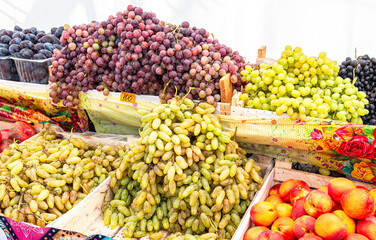 Selling grapes at the farmers market