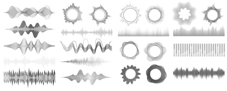Vector sound waves. Audio equalizer technology, pulse musical. Vector illustration