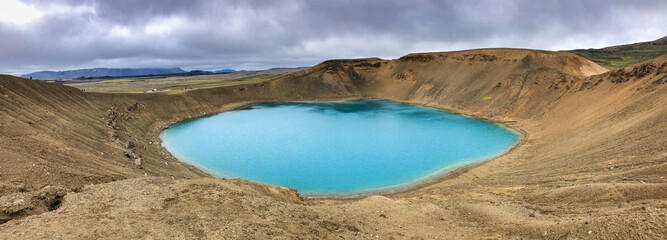 Krafla crater lake, Iceland in summer season