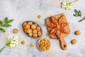 Traditional Azerbaijan holiday Novruz sweets pakhlavas.