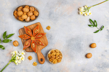 Traditional Azerbaijan holiday Novruz sweets pakhlavas.