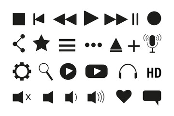 Set of vector media player icons. Vector graphics