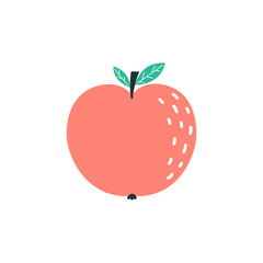 vector illustration of cartoon red apple isolated on white