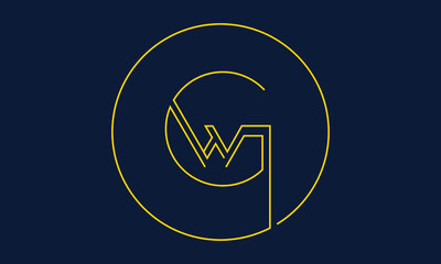 GW/WG logo, GW/WG letter logo design with yellow and navy blue color, GW/WG Business abstract vector logo monogram template.