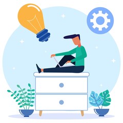 Illustration vector graphic cartoon character of freelance
