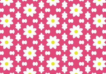 Seamless Pattern Minimalist Flowers Vector