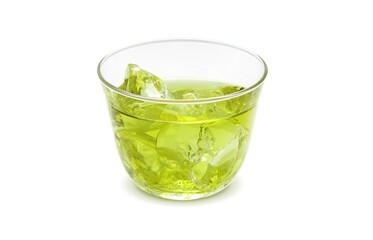 グラス 緑茶 飲み物 イラスト リアル 氷