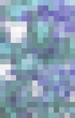 Abstract pattern, color combination, pixel effect. Squares in neon blue turquoise white grey colors, light pastel and bright shades, nuances. Fresh modern background fashion trend in color combination