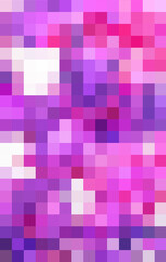 Abstract pattern, color combination pixel effect. Squares in neon violet, purple pink magenta colors variety of shades and nuances. Fresh colorful modern background, fashion trend in color combination