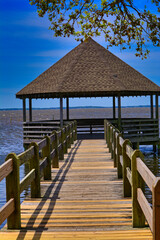 wooden gazebo over the sea