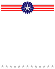 USA flag symbols ribbon divider frame border with empty space for text.