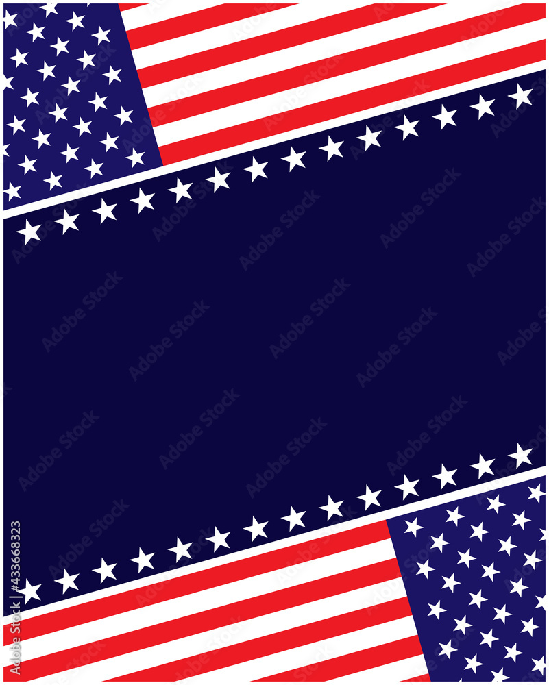 Wall mural united states abstract flag symbols corner dark background border frame mockup with empty space for 