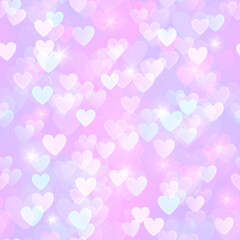 Magic princess pink pattern with hearts bokeh