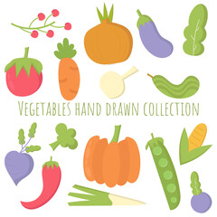 Vegetables hand drawn collection. Health food icons.