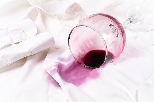 Concept, Wine Glass, Spilled, On A White Shirt, No People, Horizontal, Top View,