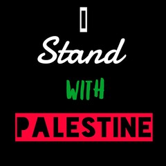 Fototapeta na wymiar I Stand with Palestine lettering over black background, solidarity with palestinian people