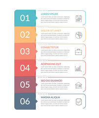 Infographic template with 6 steps, workflow, process chart - obrazy, fototapety, plakaty