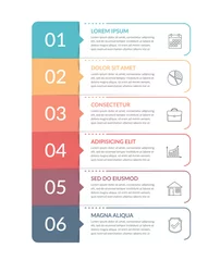 Fotobehang Infographic template with 6 steps, workflow, process chart © Aleksandr Bryliaev