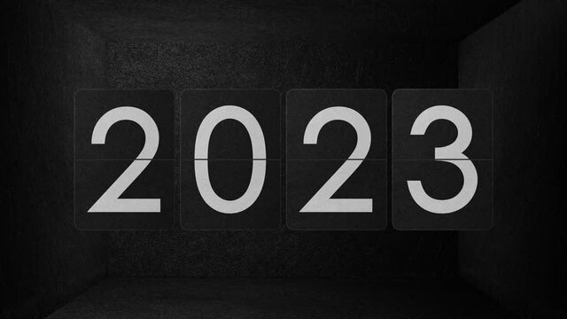 Flip clock switches from year 2021 to 2022 to 2023 Dark space box