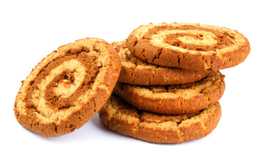 A stack of tasty cookies is isolated on a white background. Beautiful cookies.
