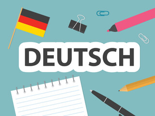 learning deutsch language concept - vector illustration