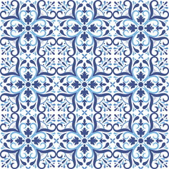 Seeamless tiles background. Mosaic pattern for ceramic in dutch, portuguese, spanish, italian style.