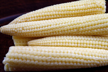 Juicy young corn. Delicious baby corn.