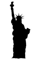 Fototapeta premium Black silhouette realistic Statue of Liberty on a white background. ... Vector illustration