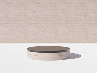 minimal wood podium on white background display for cosmetic product presentation, pedestal, or platform background - 3d render