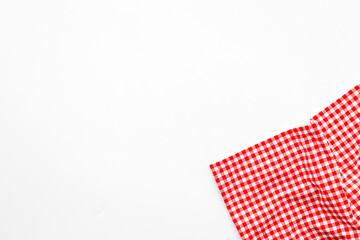 Fototapeta na wymiar Red picnic cloth isolated on white, top view