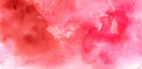 Red and pink abstract watercolor hand-painted background, grunge texture background.