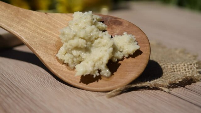 Shea butter, unrefined and natural, bio, close up