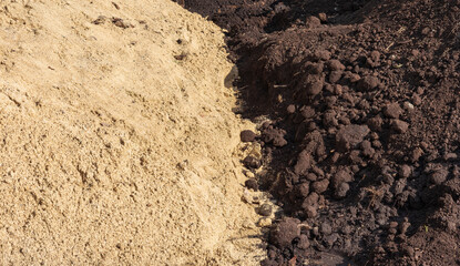 Light yellow river sand and dark brown forest land.