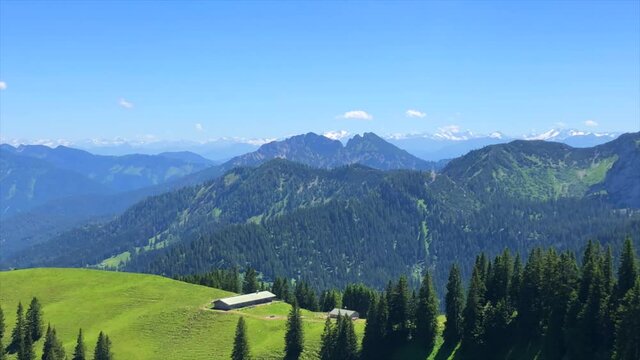Aussicht vom Wallberg auf  die Alpen,  Tiroler Schinder, Bayerische Schinder, Rottach-Egern, Tegernsee, Deutschland, Europa