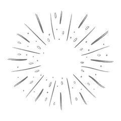 Obraz premium Star burst or sunburst doodle illustration. Hand drawn firework design element. Vector illustration.