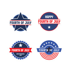 Set of 4th of July badges. Vector design for United States of America patriotic celebration. American independence day banners.