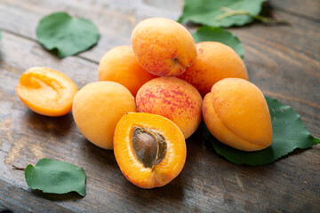 ripe apricots on the table