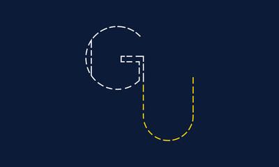 
GU/UG logo, GU/UG letter logo design with white, yellow and navy blue color, GU/UG Business abstract vector logo monogram template.
