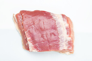 Raw pork meat isolated on white background.