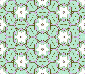 Abstract colorful doodle flower seamless pattern. Floral geometric background. Mosaic, tile of thin line ornament.